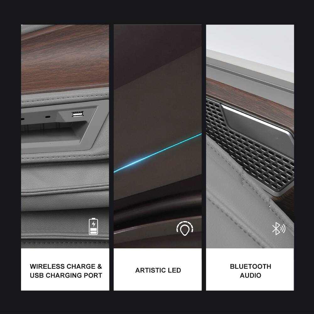 WIRELESS CHARGE & USB CHARGING PORT, ARTISTIC LED, BLUETOOTH AUDIO