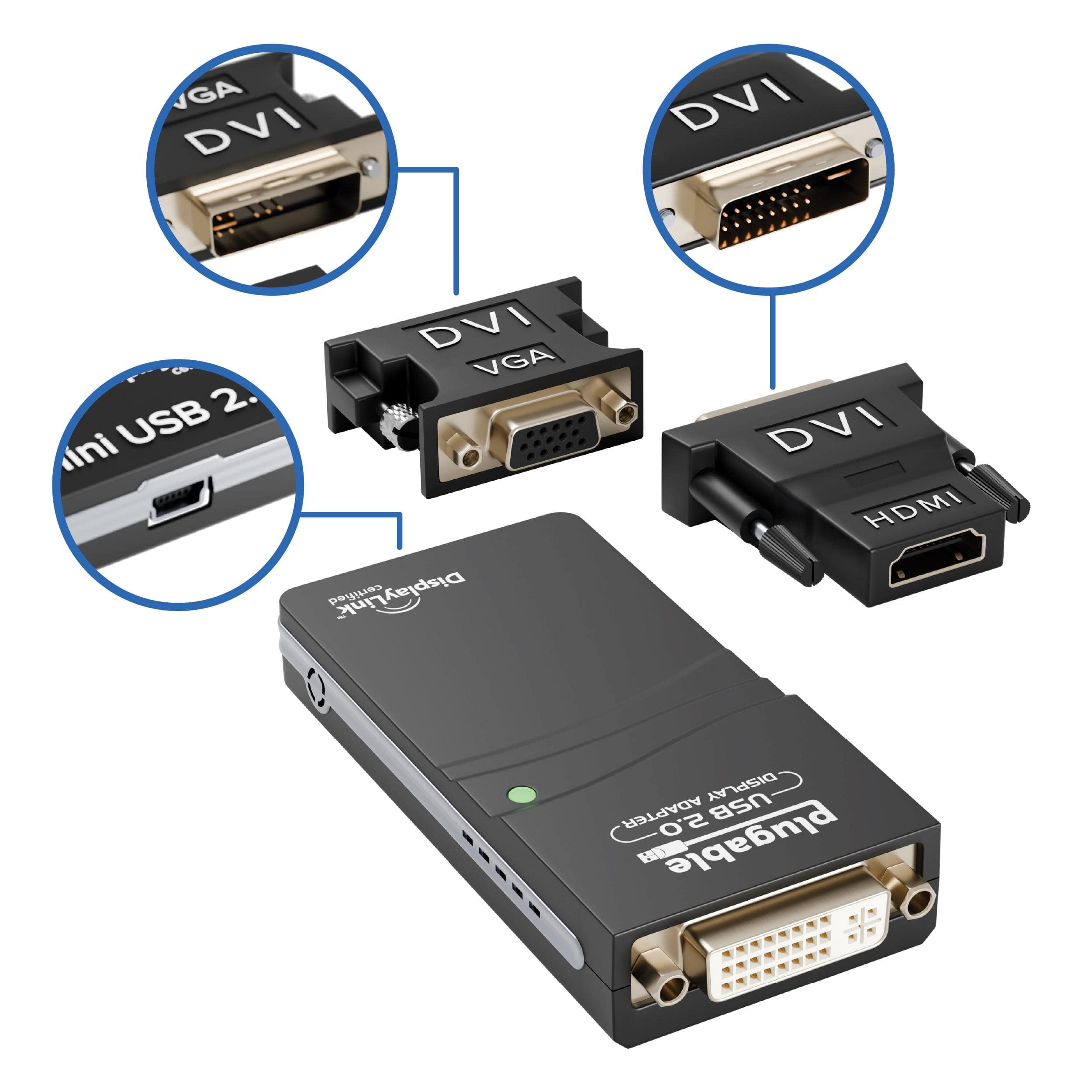 Plugable USB 2.0 to DVI, VGA, or HDMI Multi Monitor External Video