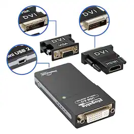 Plugable - USB 2.0 to DVI, VGA, or HDMI Multi-Monitor External Video Graphics Card Adapter up to 1920x1080 - Black
