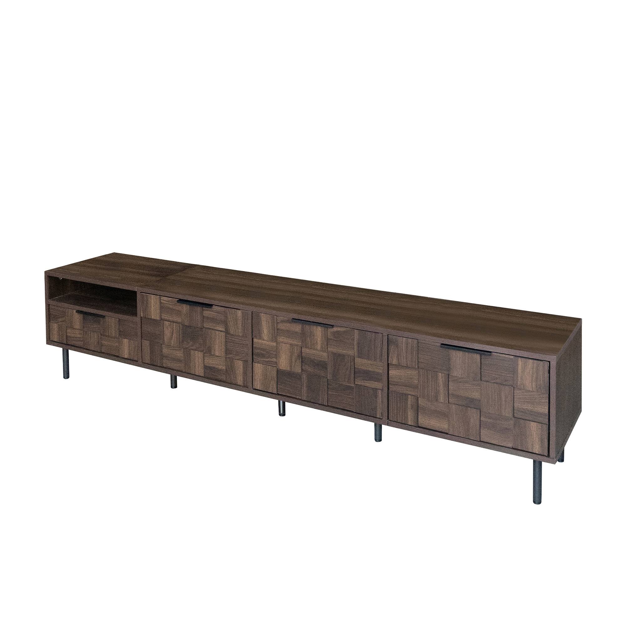 Angle. Spaco - Spaco 78 " Modern TV Stand for 65+ Inch TVs, TV Console with Storage Cabinets for Living Room, Entertainment Center - Walnut.