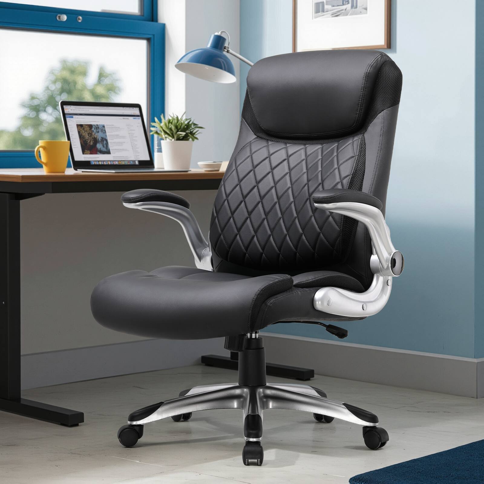 Alt View 3. CloudRest Pro - Ergonomic Office Chair with Adjustable Lumbar Support & Armrests Comfy Desk Gaming Chairs,Black - Black.