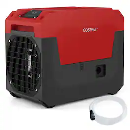 Costway - 140 Pints Commercial Dehumidifier with Pump, Drain Hose for Basements, Job Sites - Red