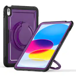 Dteck - Heavy Duty Shockproof Case for Apple iPad (A16) 11" 2025/iPad 10th Generation 2022,Rugged Stand Cover+Shoulder Strap - Purple
