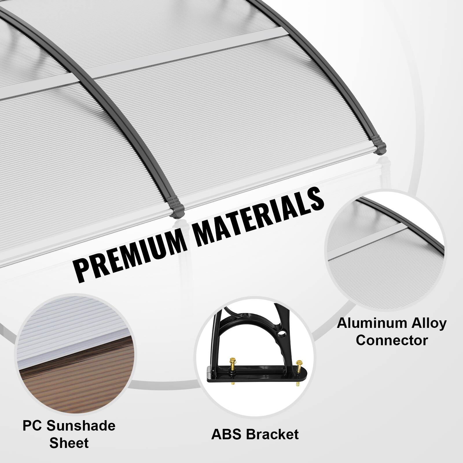 PREMIUM Materials Aluminum Alloy Connector PC Sunshade Sheet ABS Bracket
