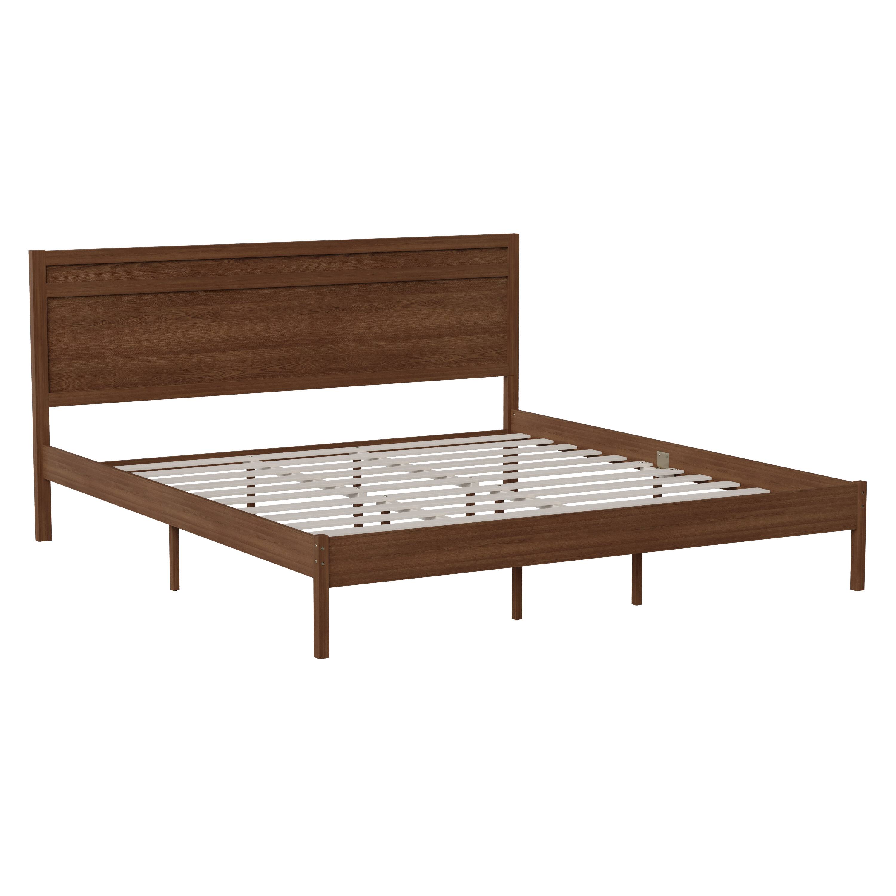 Alt View 1. Emma + Oliver - Allanza Classic Wooden Platform Bed with Headboard - Brown.