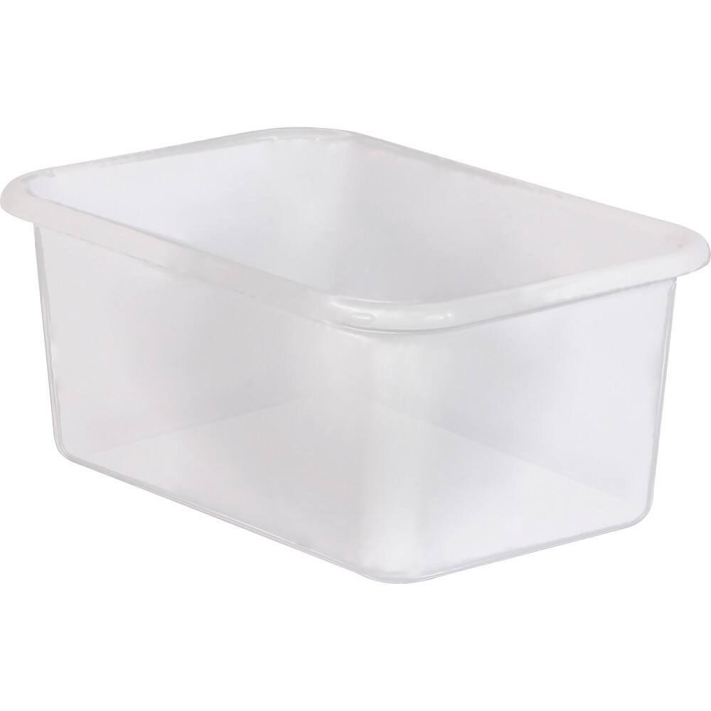 Front. Teacher Created Resources - Teacher Created Resources Small Plastic Storage Bin, Clear.