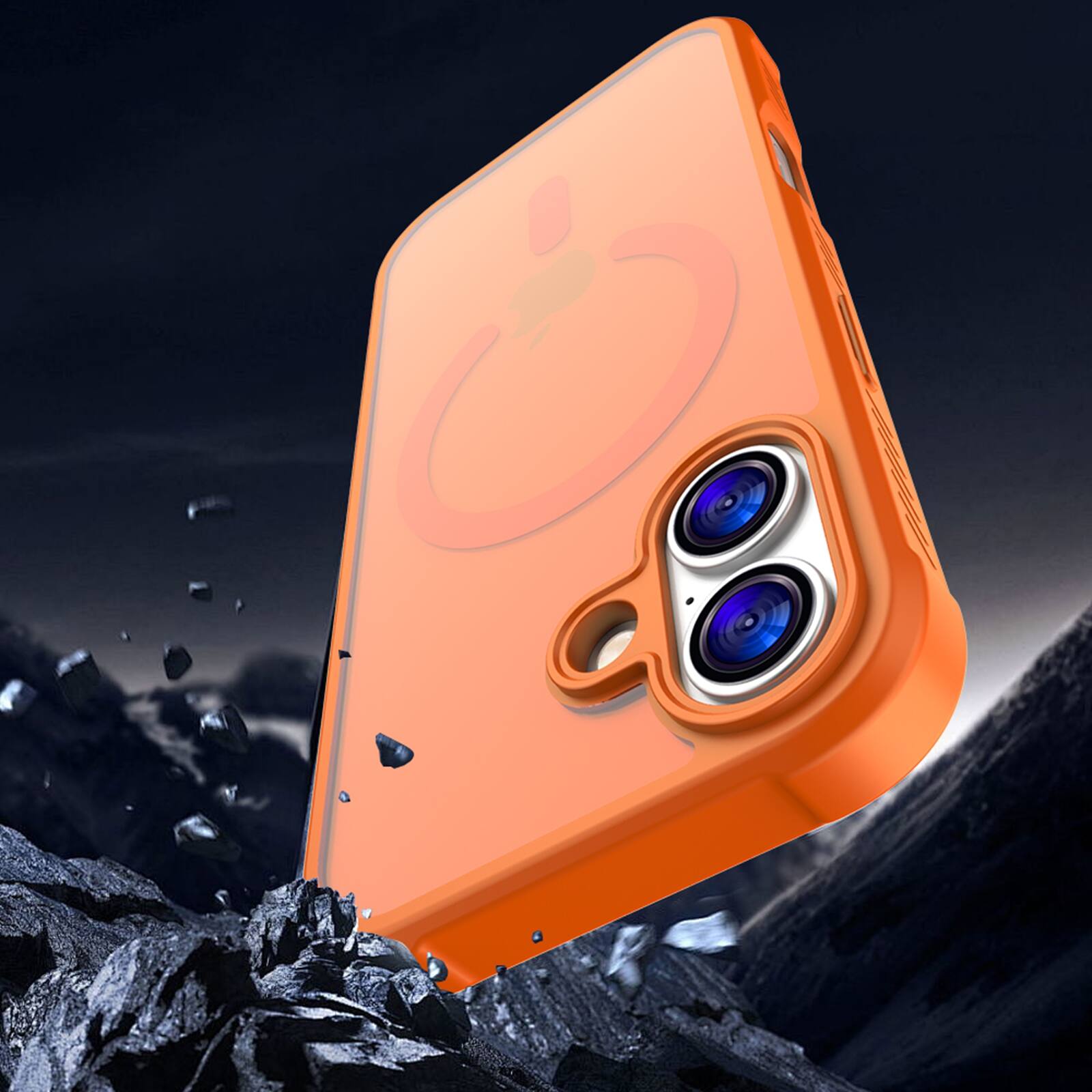 Alt View 1. Dteck - Magnetic for iPhone 17 Case, Compatible with MagSafe, Military Grade Drop Protection Translucent Matte Phone Cover - Orange.