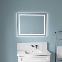 TinyHomie - 36x28IN LED Bathroom Mirror Front Backlit Anti Fog 3 Color Dimmable Aluminum Frame