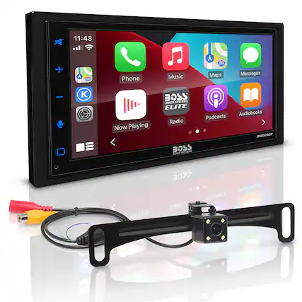 Front. BOSS Audio - 6.75" Wireless Android Auto and Apple CarPlay Bluetooth Digital Media Receiver - Black.