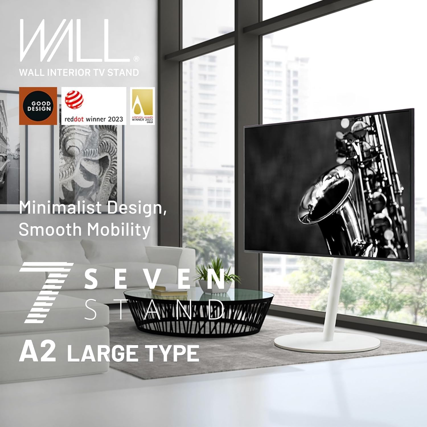 WALL SevenStand A2 Large Type – Rolling TV Stand for 45–80 Inch