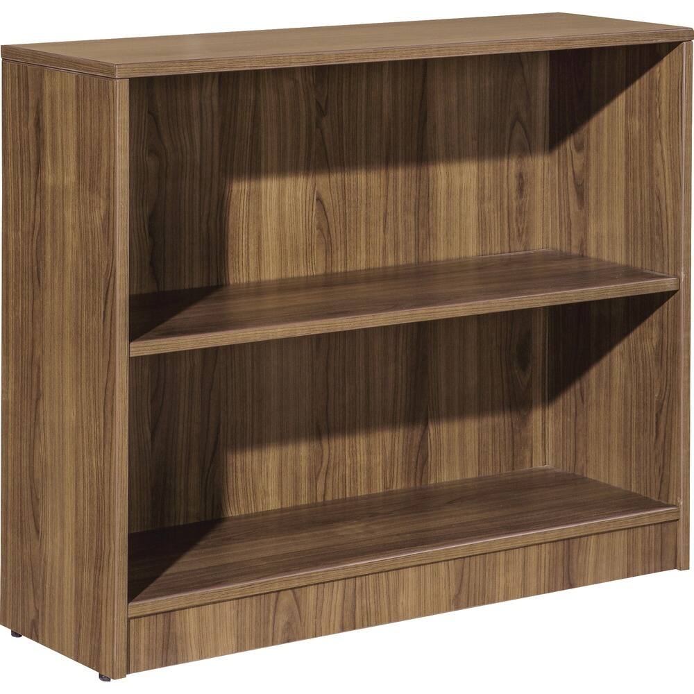 Front. Lorell - Lorell Laminate Bookcase 2 Shelf 29.50" H x 36" W x 12" D Sturdy Adjustable Shelf  Laminate Walnut - Brown|Walnut.