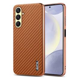 Dteck - Carbon Fiber Texture Hard Case for Samsung Galaxy S26, Shockproof Armor Hard PC TPU Cover - Brown