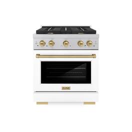 ZLINE - Autograph 30 in. Paramount Dual Fuel Range with White and Bronze Accents (SDRSZ-WM-30-CB) - White