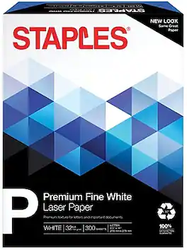 Staples - 30% Recycled 8.5" x 11" Multipurpose Paper, 32 lbs., 100 Brightness, 300/Pack - White