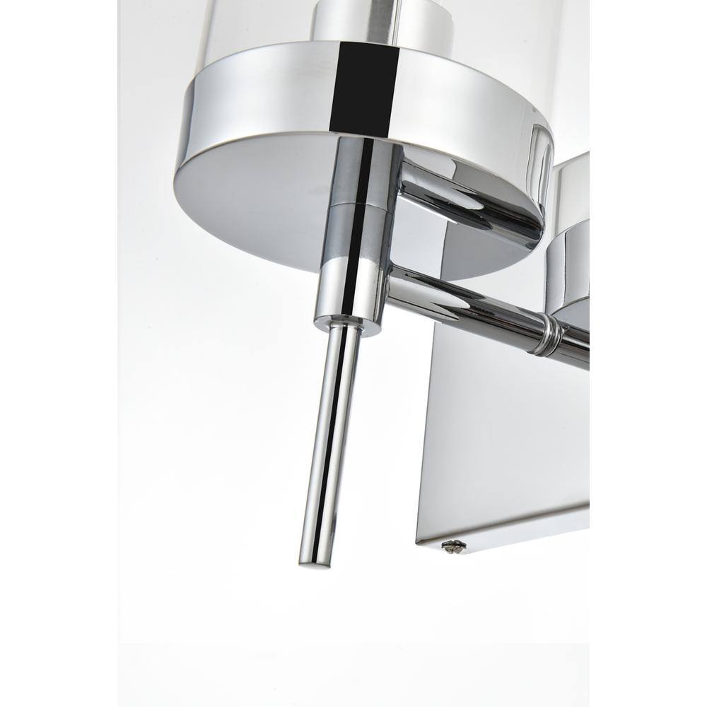 Angle. Living District - Benny 1 light Chrome and Clear Bath Sconce - Chrome And Clear.