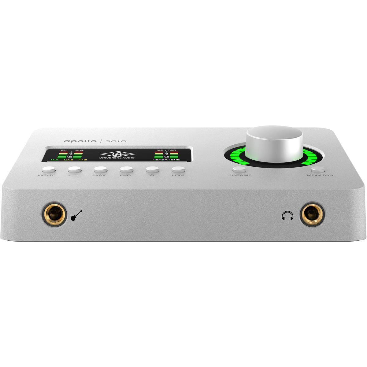 Apollo | Solo  
Universal Audio

- Input
- -48V
- Fader
- Link
- Monitor
- Preamp