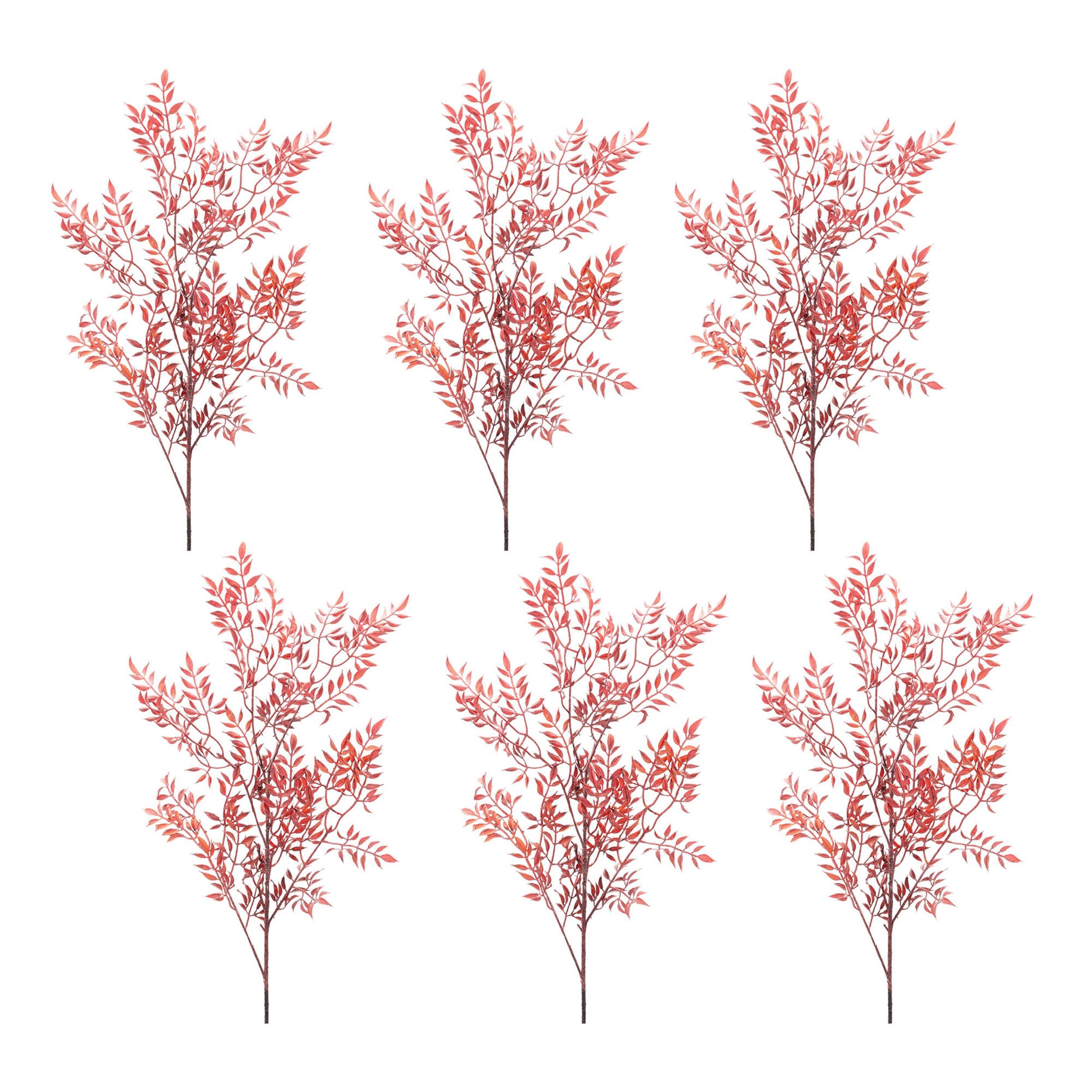 Left. BreeBe - Fall Leaf Spray (Set of 6) - Red, Orange.