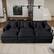 Front. Anysun - Oversized Deep-Seat Sectional Cloud Sofa Sleeper with 3 Ottomans & Pillows - Modular Chenille Couch Bed for Living Room - Black.
