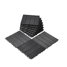 VEVOR - Interlocking Deck Tiles, 10 Pack,12"x12" 10 sq. ft Plastic Waterproof Outdoor Flooring All Weather Use, Patio Floor - Dark Gray