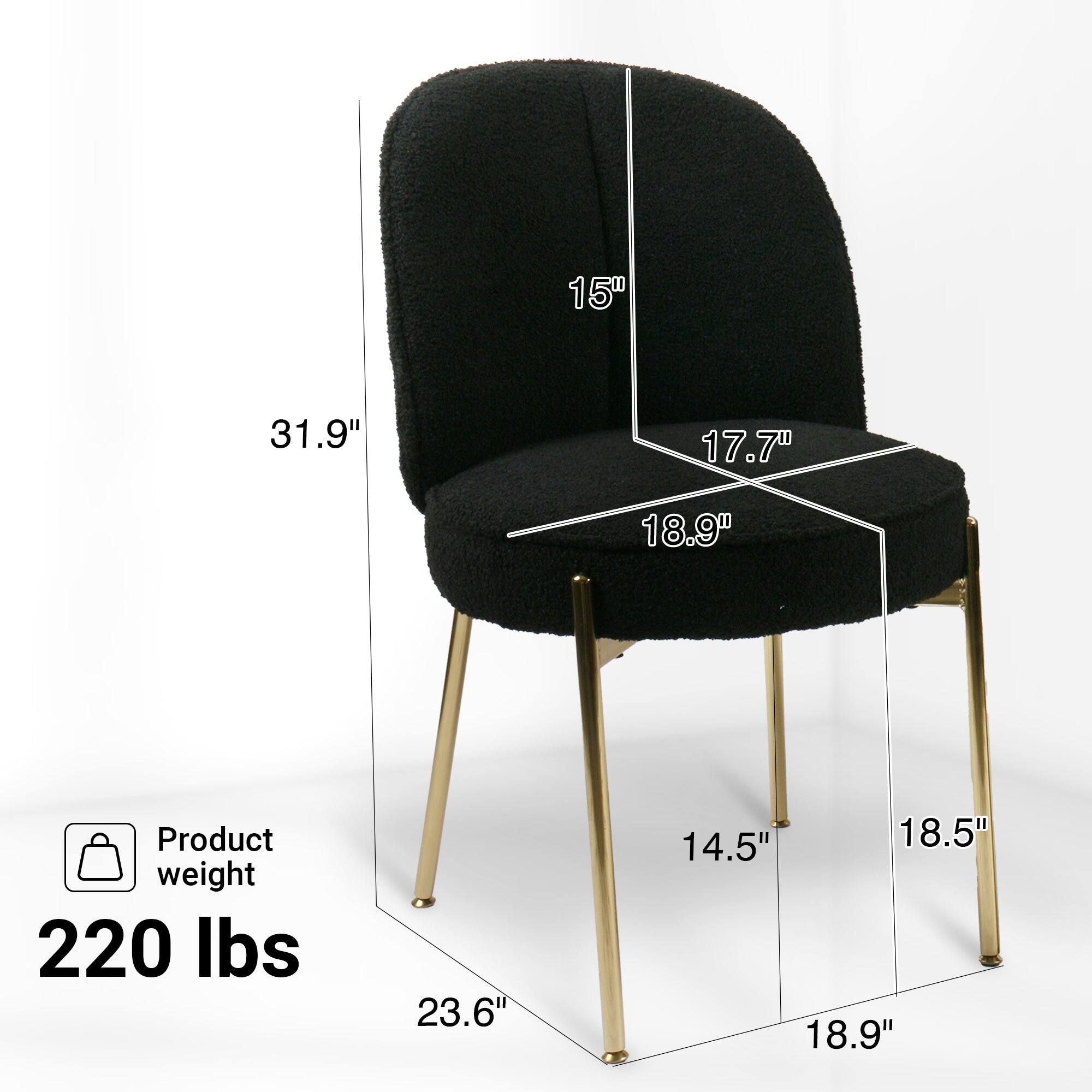 - Height: 31.9"
- Width: 18.9"
- Depth: 17.7"
- Seat Height: 15"
- Seat Depth: 18.5"
- Armrest Height: 18.9"
- Leg Width: 14.5"
- Overall Width: 23.6"
- Product Weight: 220 lbs