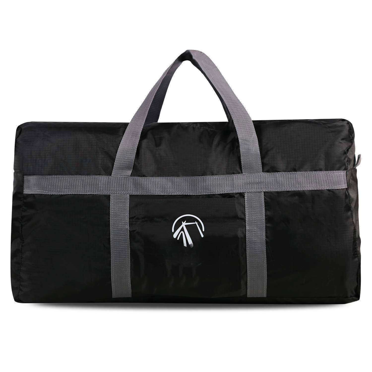 Left. Fabibe - Foldable Travel Bag Large Sports 75l/96l/100l Lightweight Waterproof Tote - Wine Red 100l.