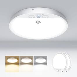 Veranti - 7-Inch Hardwired Motion Sensor LED Ceiling Light, 3 Modes, Adjustable Timer - White