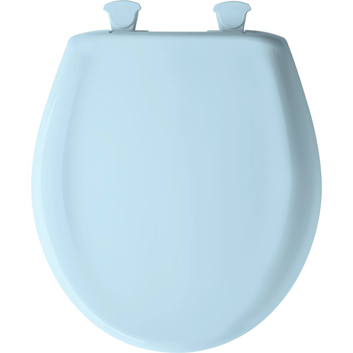 Angle. BEMIS - Bemis Round Plastic Toilet Seat in Dresden Blue with STA-TITE Seat Fastening System, EasyClean and  WhisperClose Hinge - Dresden Blue.