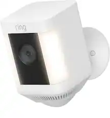 Front. Ring - Spotlight Cam Plus Outdoor/Indoor Wireless 1080p Battery Surveillance Camera - White.