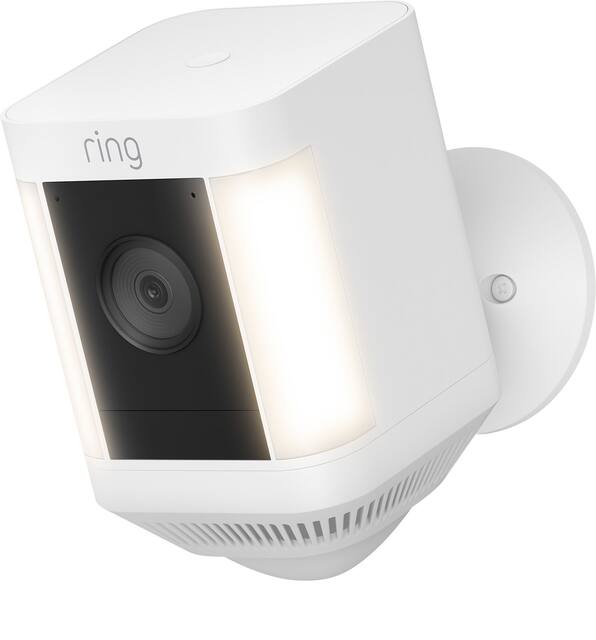 Ring - Spotlight Cam Plus Outdoor/Indoor Wireless 1080p Battery Surveillance Camera - White