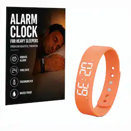 PRIMEPLUS - Vibration Alarm Clock Wristband for Heavy Sleepers & Deaf, Silent Wake Up Bracelet, Digital Watch for Men/Women - Orange - (2026)