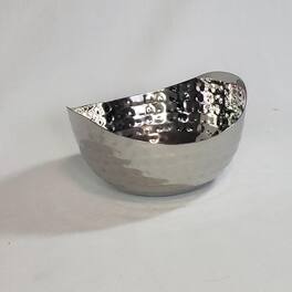 Jiallo - Hammered Stainless Steel Two Angle Bowl 6" - Silver
