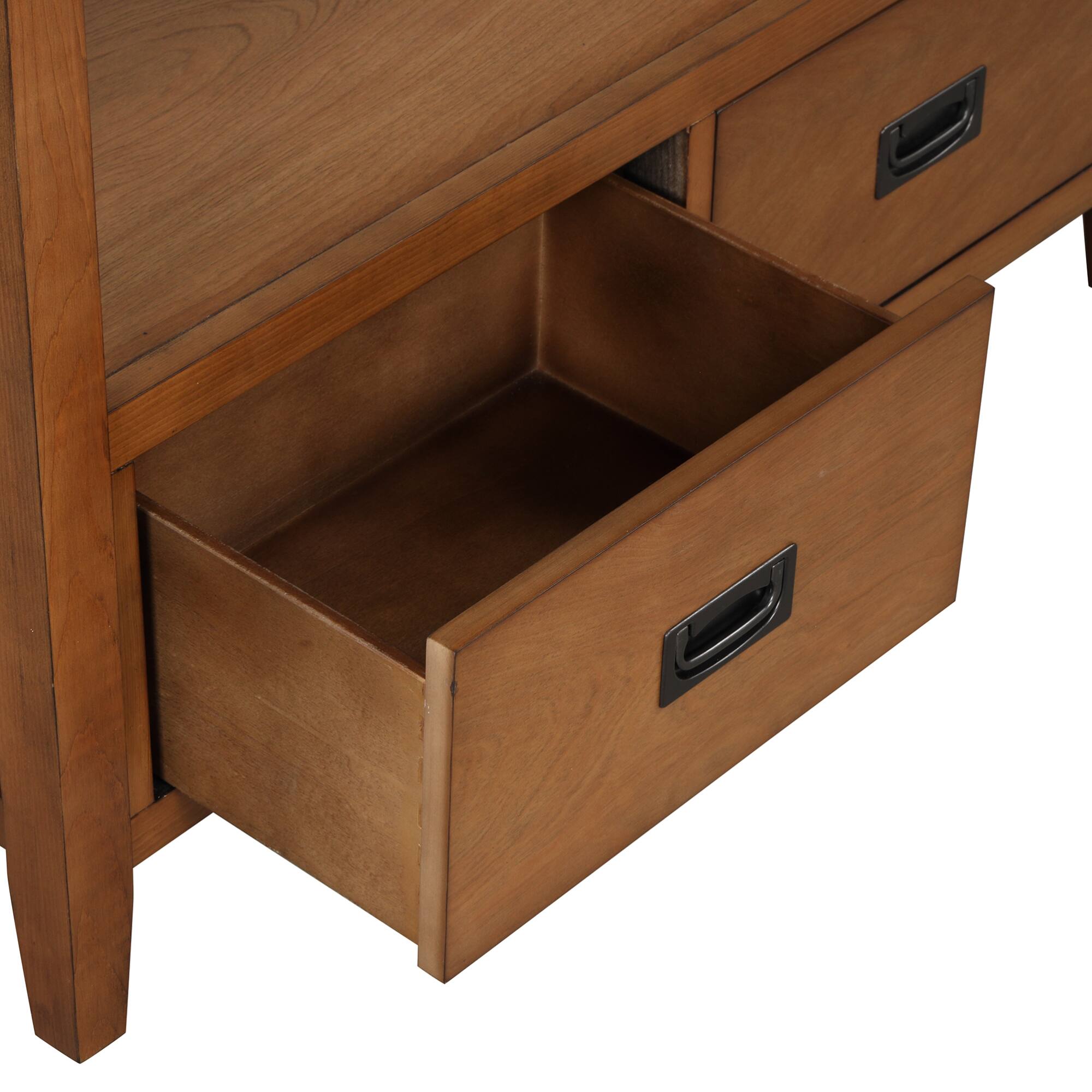 Alt View 8. GOODSILO - Farmhouse Pine Wood Console Table with Drawers and Storage Shelf for Entryway Living Room Bedroom Hallway Kitchen - Brown.