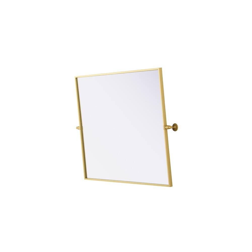 Back. Elegant Kitchen and Bath - Amoura 30X36 Pivot Mirror In Brass - Brass.
