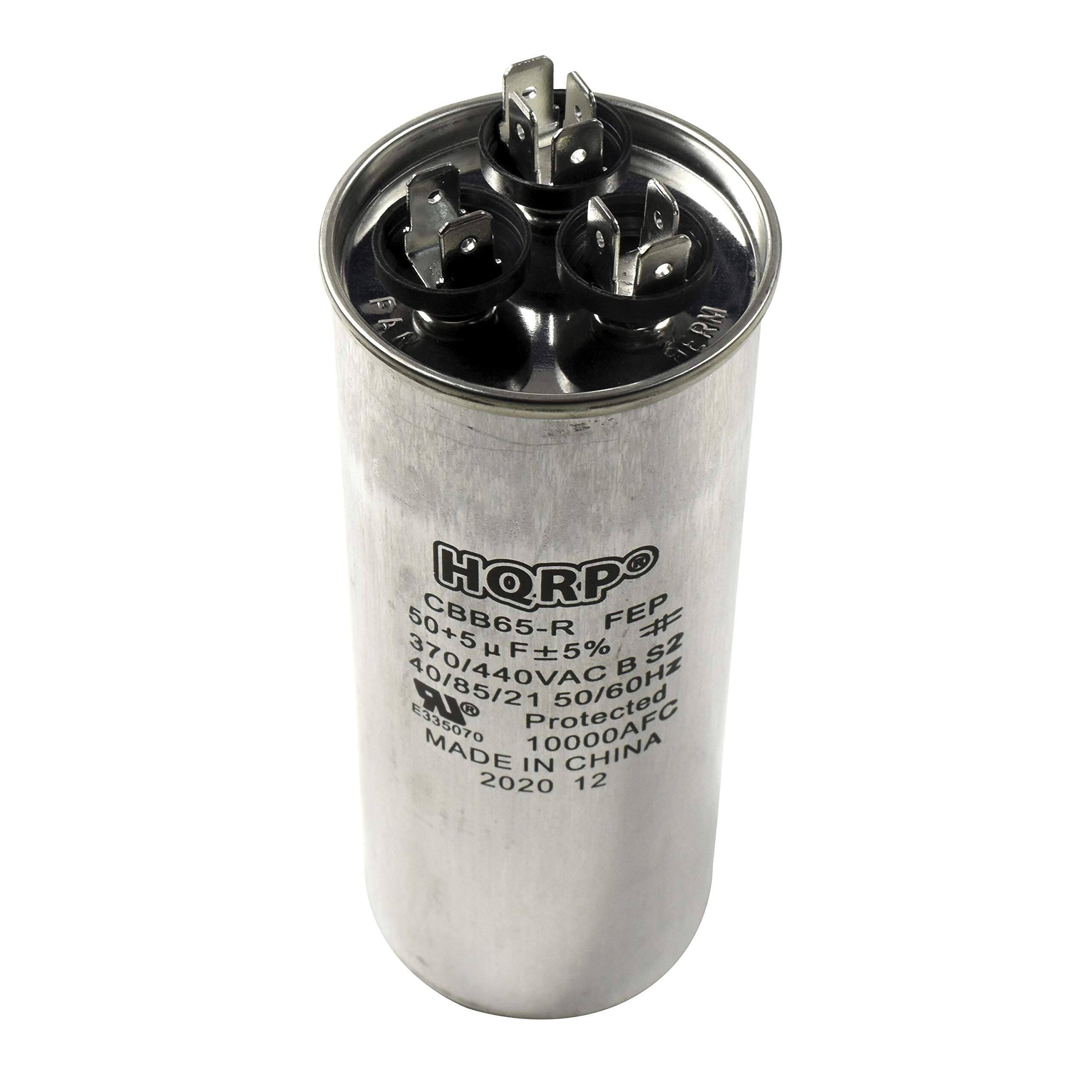 HQRP  
CBB65-R FEP  
50+5 µF  
370/440VAC 50/60Hz  
±5% B S2  
40/85/125  
10000AFC  
MADE IN CHINA  
2020 12