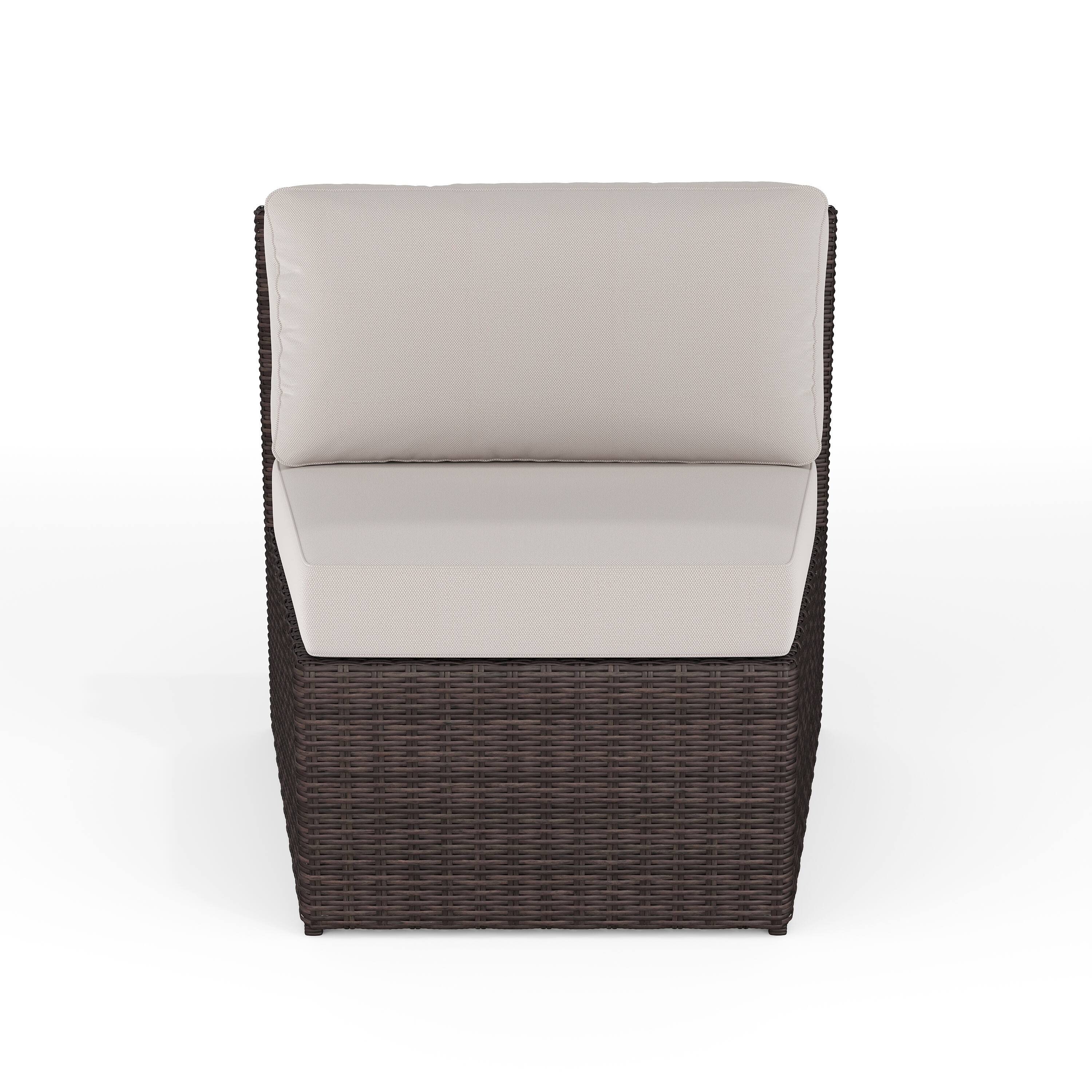 Alt View 10. Martha Stewart - Bedford Outdoor Modular Rattan Wicker Patio Curved Sectional Sofa Seat - Tan Cushions/Brown Frame.