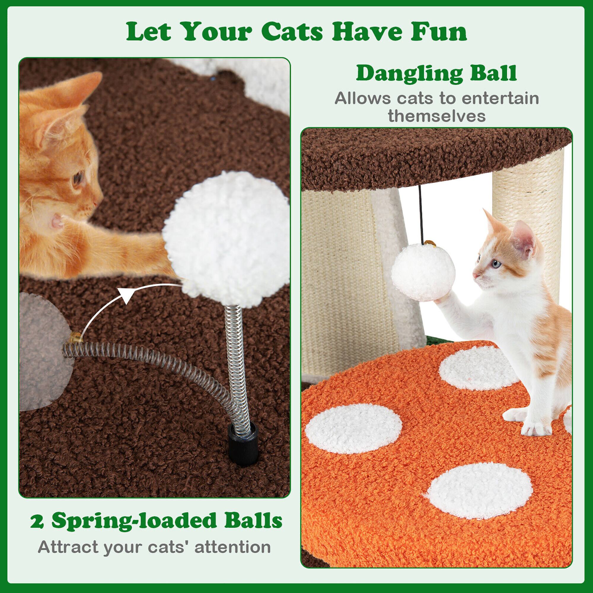 Let Your Cats Have Fun

Dangling Ball
Allows cats to entertain themselves

2 Spring-loaded Balls
Attract your cats' attention