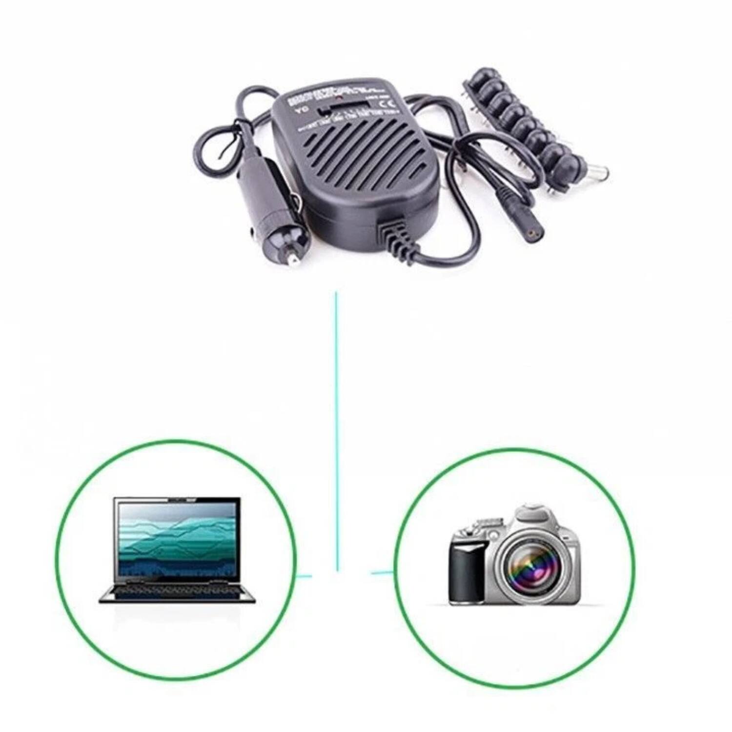 Angle. Stock Preferred - 80W Universal Car Laptop Charger Adapter - Black.