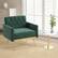 Angle. Costway - Modern Velvet Button Tufted Back Accent Chair with Golden Metal Legs and Foot Pads - Dark Green.