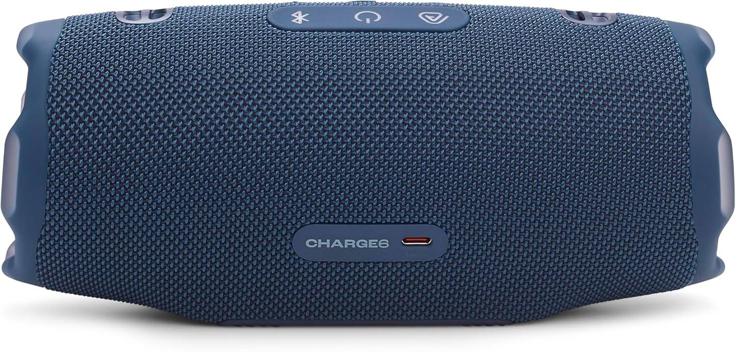 Alt View 2. JBL - Charge 6 Portable Waterproof Bluetooth Speaker with Carrying Case - Blue.