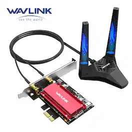 WAVLINK - 2023 New AX5400M WiFi 6E PCIe Network Card, Tri-Band AX210 Wireless Adapter with Bluetooth 5.3, MU-MIMO, WPA3, O - Black