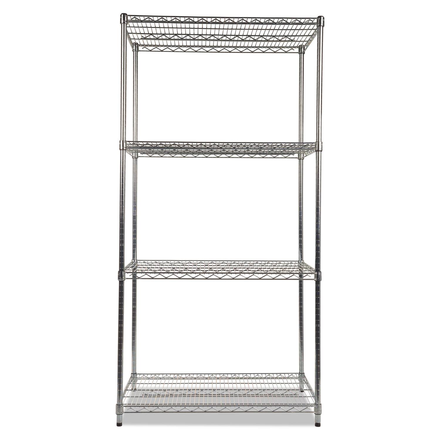 Angle. Alera - NSF Certified Industrial Four-Shelf Wire Shelving Kit, 36w x 24d x 72h, Silver - Silver.