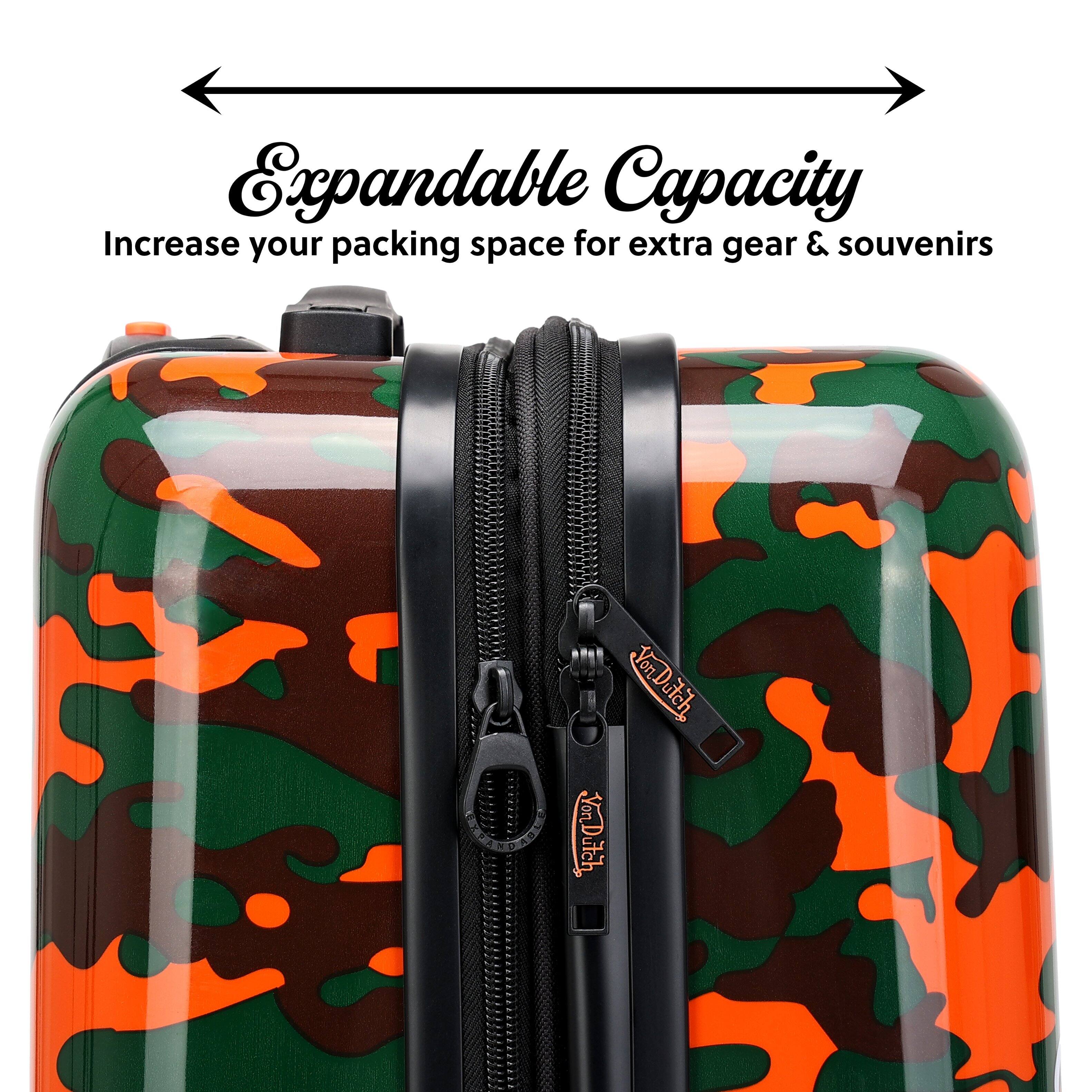 Expandable Capacity  
Increase your packing space for extra gear & souvenirs  

Von Dutch
