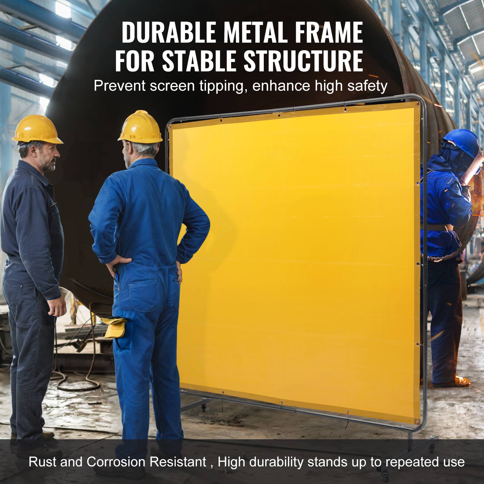 DURABLE METAL FRAME FOR STABLE STRUCTURE  
Prevent screen tipping, enhance high safety  

Rust and Corrosion Resistant, High durability stands up to repeated use