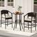 Alt View 1. Costway - 3 PCS Patio Rattan Bar Set Wicker Armchairs & Round Table with Tempered Glass Top - Mix Brown,Off White.