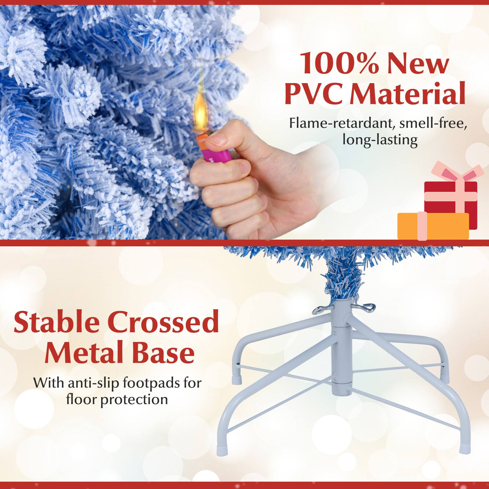 100% New PVC Material  
Flame-retardant, smell-free, long-lasting  

Stable Crossed Metal Base  
With anti-slip footpads for floor protection