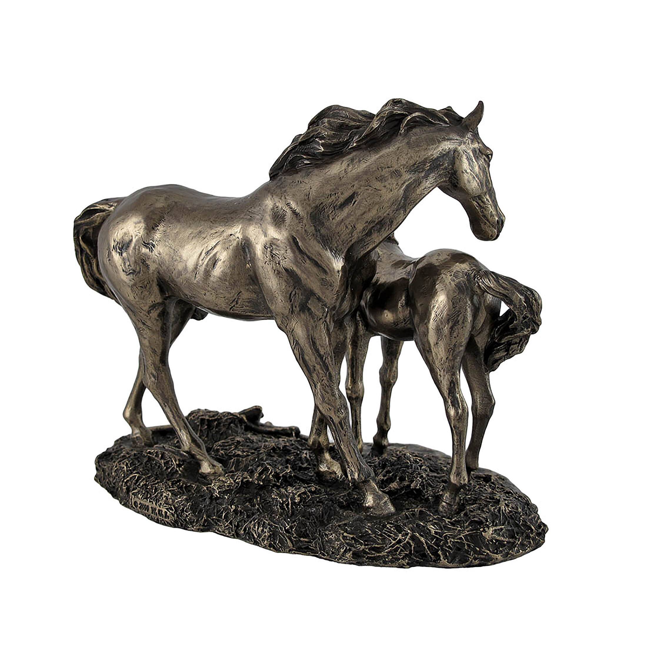 Alt View 3. Veronese Design - Mare and Foal Wild Horses Bronzed Statue - Bronze.