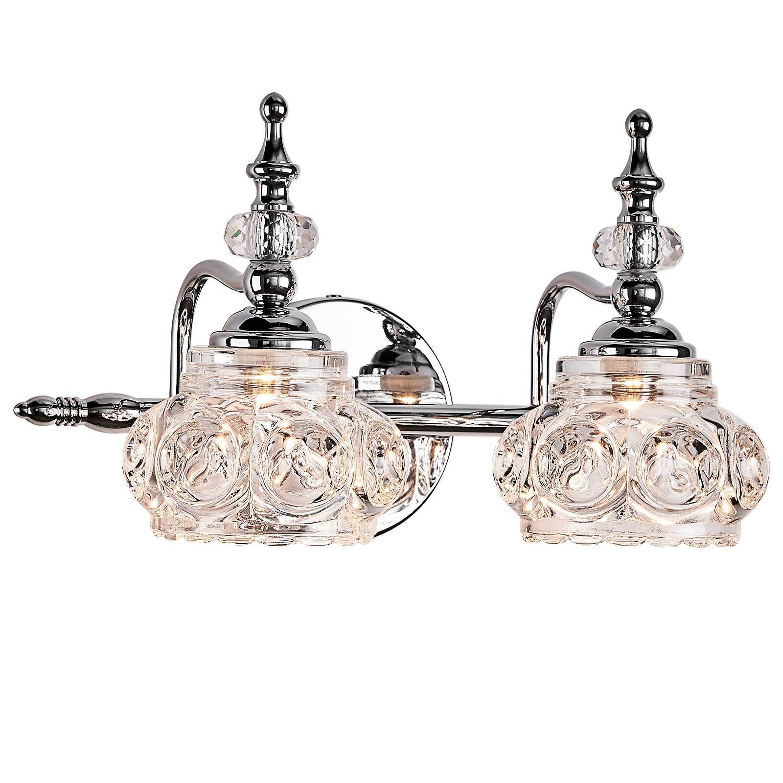 Front. Earthley Blooms - Chrome Wall Sconces Sets Of Lighting Fixtures Bathroom Sconce Lights For Living Room - Chrome 2 Light.