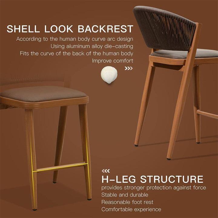 **SHELL LOOK BACKREST**  
According to the human body curve arc design  
Using aluminum alloy die-casting  
Fits the curve of the back of the human body  
Improve comfort  

**H-LEG STRUCTURE**  
Provides stronger protection against force  
Stable and durable  
Reasonable foot rest  
Comfortable experience