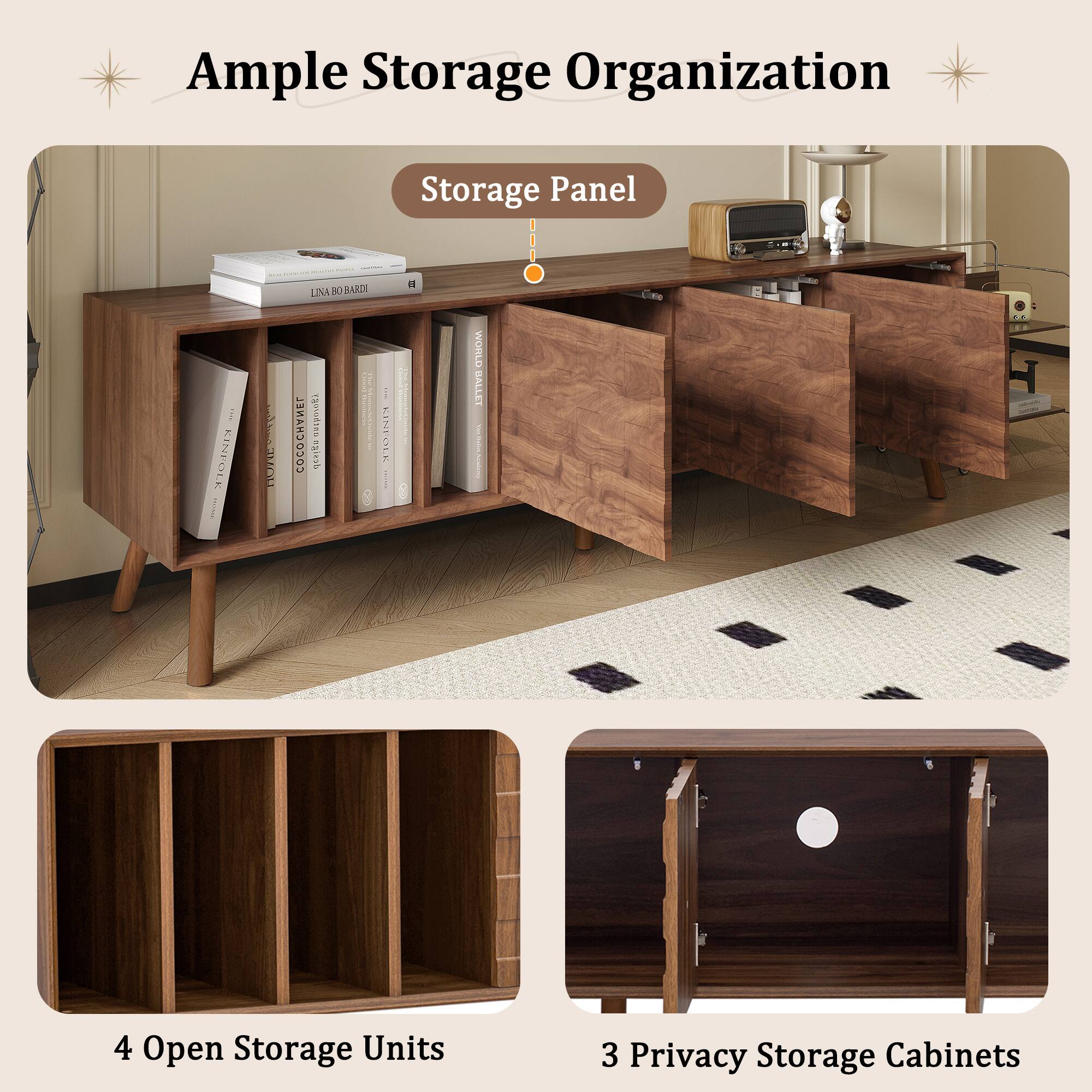 Ample Storage Organization  
Storage Panel  
LINA 8 BARDA  
KINFOLK  
ENY  
COCOCHYM  
4 Open Storage Units  
3 Privacy Storage Cabinets