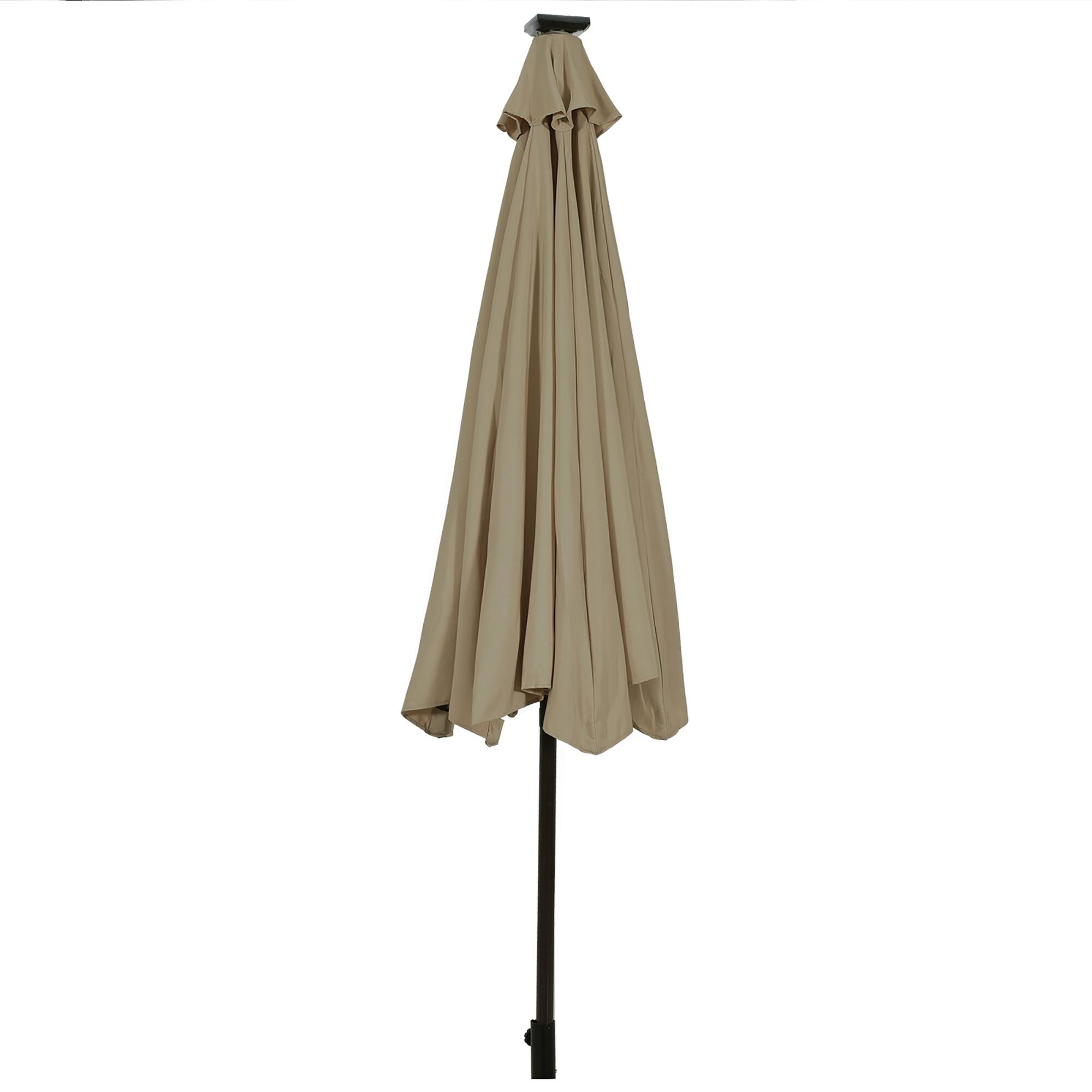 Alt View 1. Costway - 10' Solar LED Lighted Patio Market Umbrella Shade Tilt Adjustment Crank - Tan.